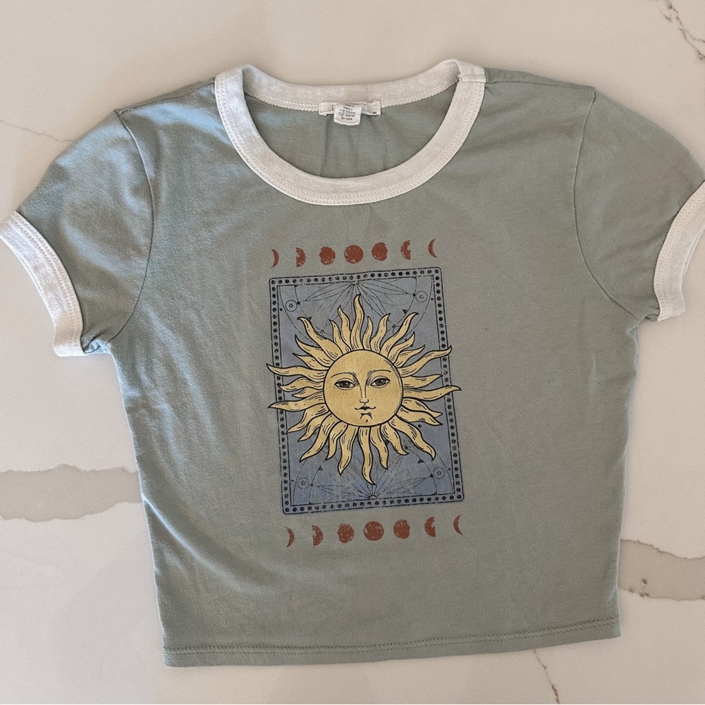 🌞Full Tilt [juniors] celestial ringer T / Tillys Sage Green 🌞